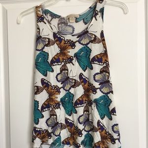 Butterfly Print Cross-back Tank